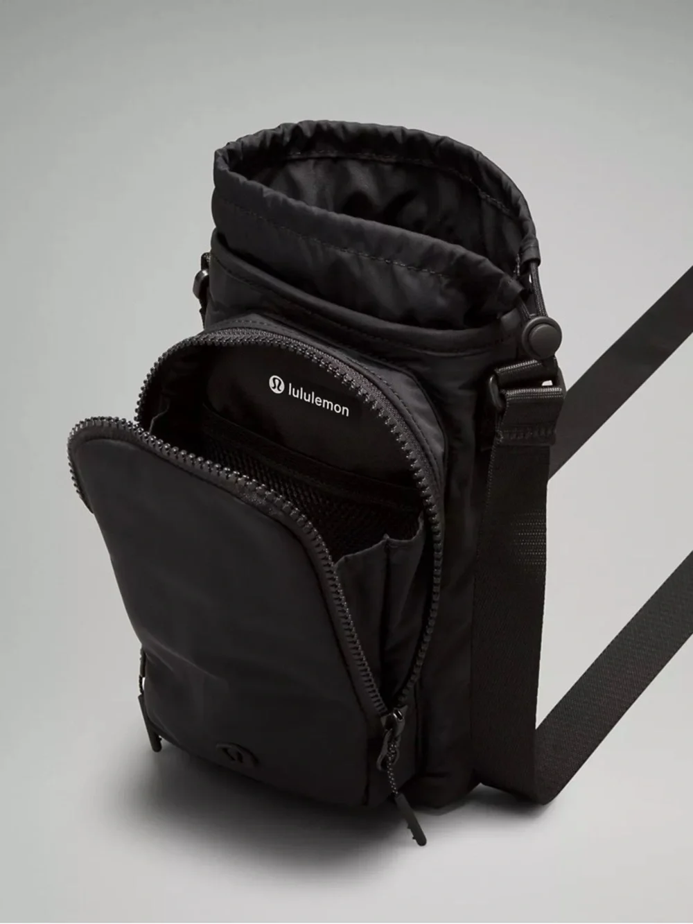 lululemon athletica black Water Bottle Crossbody with Front Pocket 2L